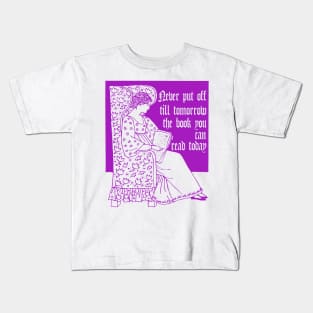 woman is reading a book Kids T-Shirt